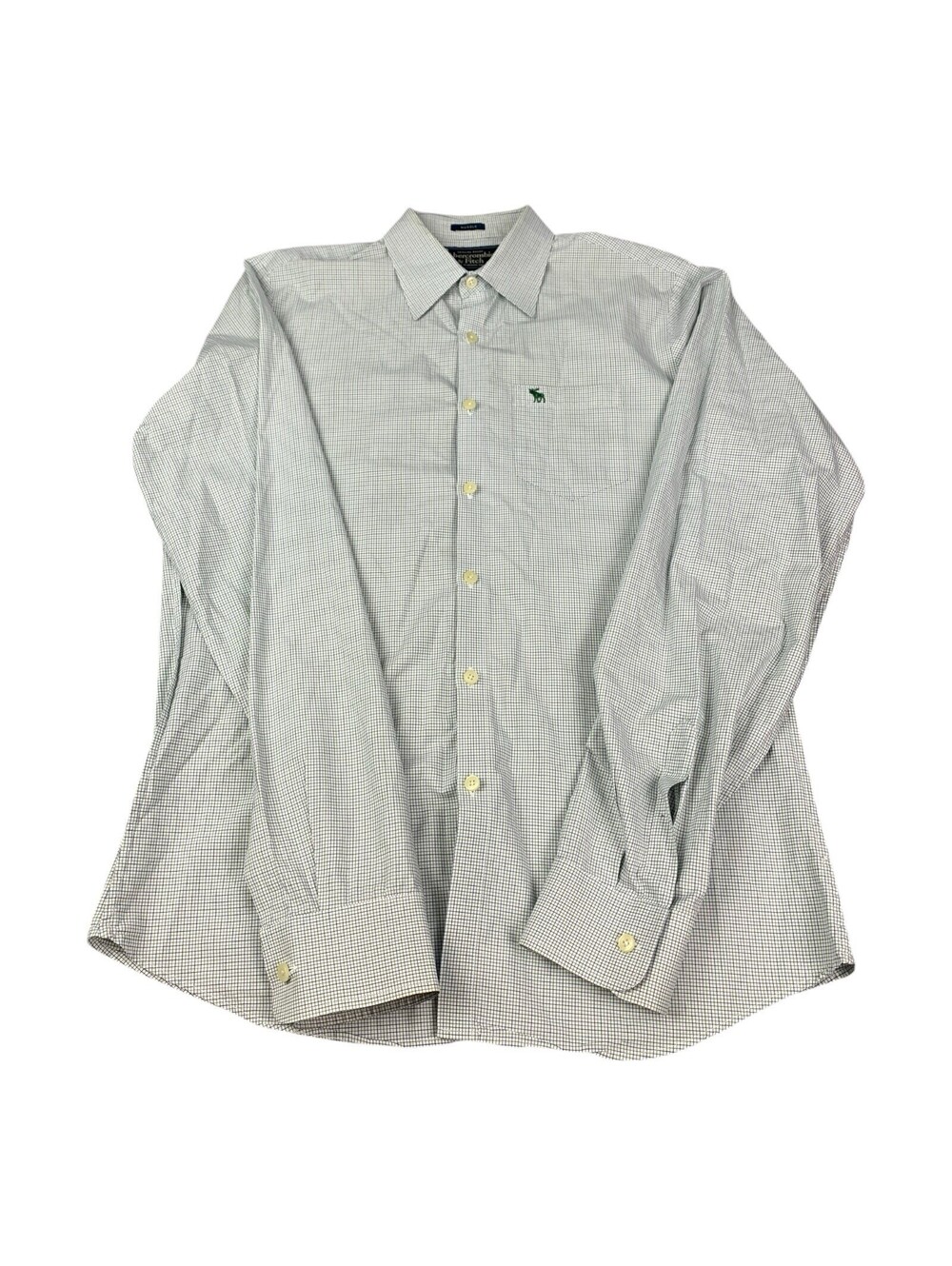 Abercrombie & Fitch Long Sleeve Button Up Muscle Shirt, Check, Men's Size XL